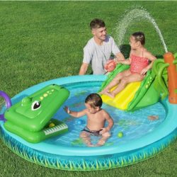 בריכת פעילות התנין השמח עם מגלשה ומיזרקת עץ דקלים 53166 Bestway