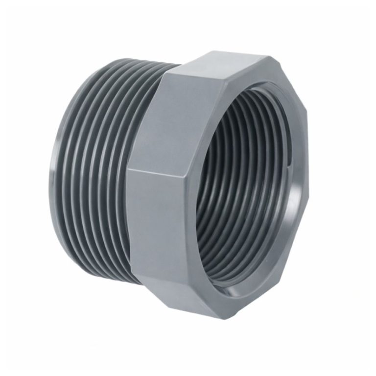 ניפל מעבר PVC (מקטין) קצר - הברגה "1 (צול אחד) זכר ל-"1/4 (רבע צול) נקבה