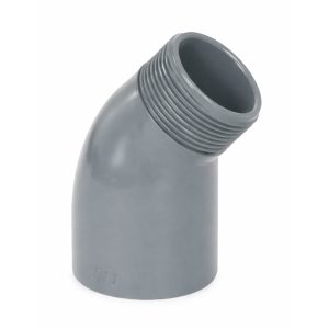 זווית 45 מעלות PVC (מעורבת) - 50 מ"מ (הדבקה) ל-1 1/2" (צול וחצי) הברגה זכר