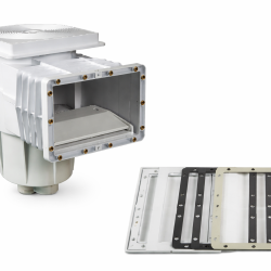 סקימר מרובע לבריכות ויניל/יריעות | הברגות פליז (Brass Inserts) | חיבורי צנרת 1.5" ו-2"