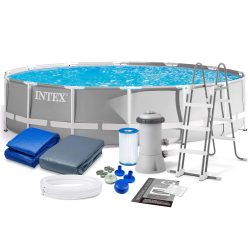 בריכה עגולה גודל 488X122 חלון שקוף כולל משאבת פילטר, כיסוי, סולם דגם 26730 INTEX