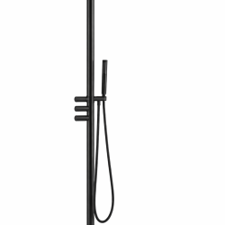 מקלחון חוץ עומד דגם סקיי שחור מט עם ראש גשם ומזלף יד