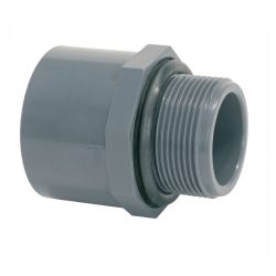 מתאם PVC זכר (ניפל מעבר) עם אטם גומי - 63 מ"מ (הדבקה) ל-2" (שני צול) הברגה