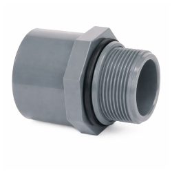 מתאם מעבר PVC עם אטם (O-Ring) - 50 מ"מ (הדבקה) ל-1 1/2" (צול וחצי) הברגה זכר