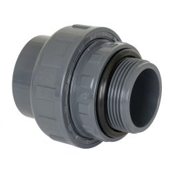 רקורד (מחבר רב-חוליה) PVC זכר עם אטם גומי - 63 מ"מ (הדבקה) ל-2" (שני צול) הברגה