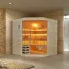 סאונה יבשה מסורתית בעיצוב פינתי מודרני ובקווים נקיים בגווני בז' בהיר - דגם Lumina
